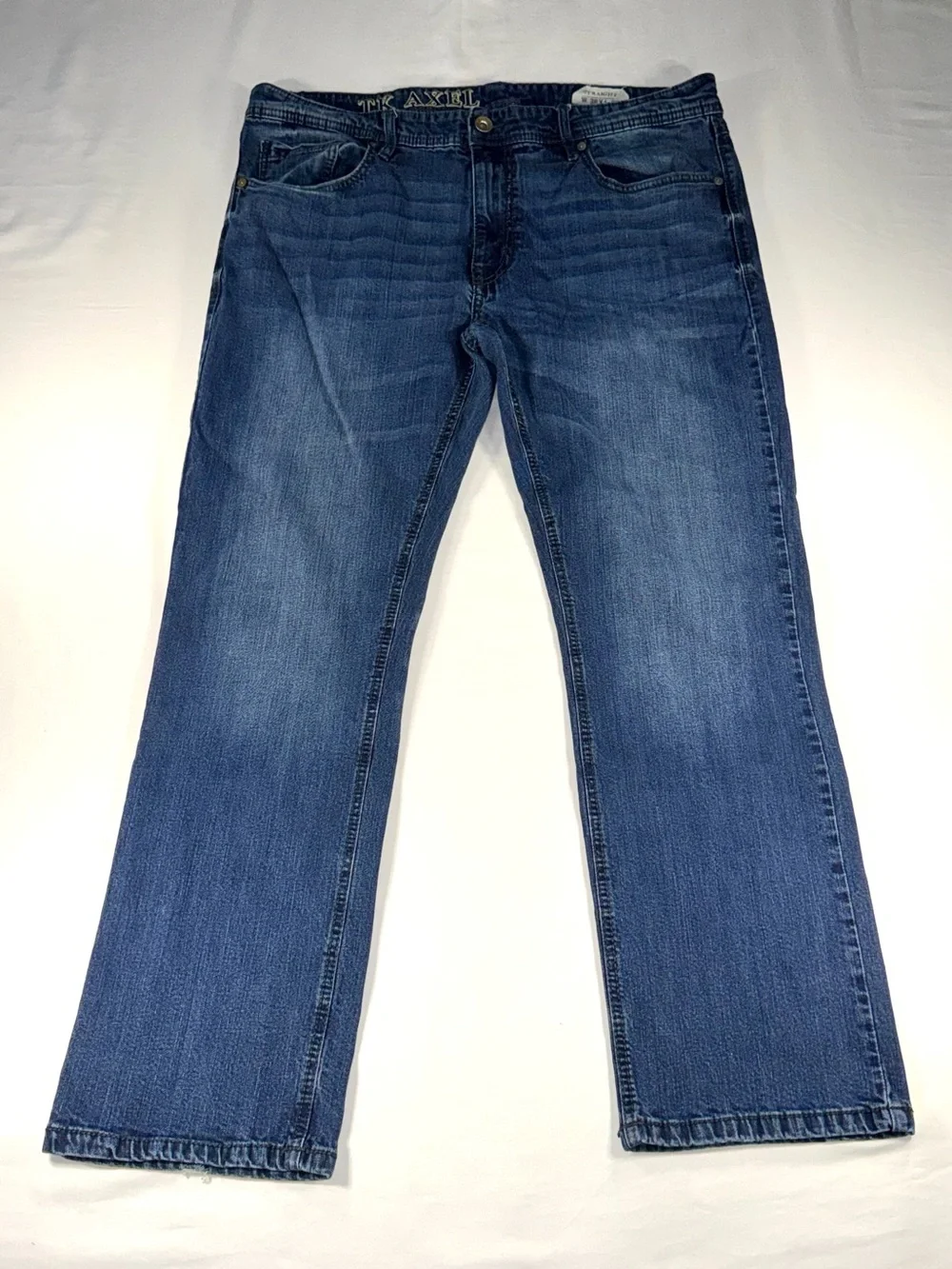 TK AXEL Straight Fit Blue Denim Jeans Mid Rise Men’s Tagged 38x32 Measures 38x30
